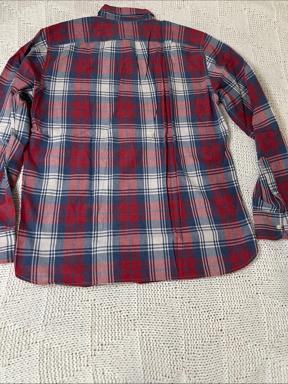 J. Crew Red, Navy & White Plaid Button-Down Shirt